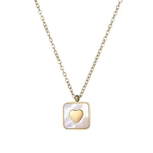 Square heart necklace gold