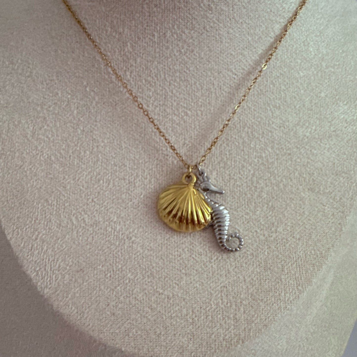 Seahorse mix metal charm necklace