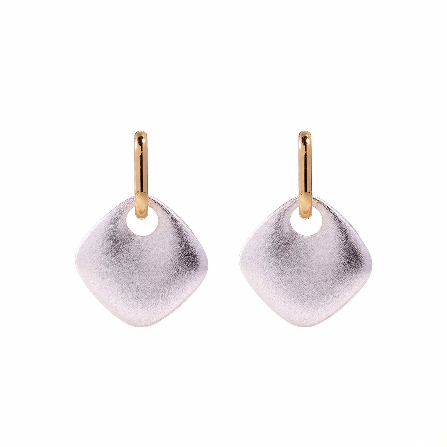 Shimmer disc drop hoop earrings