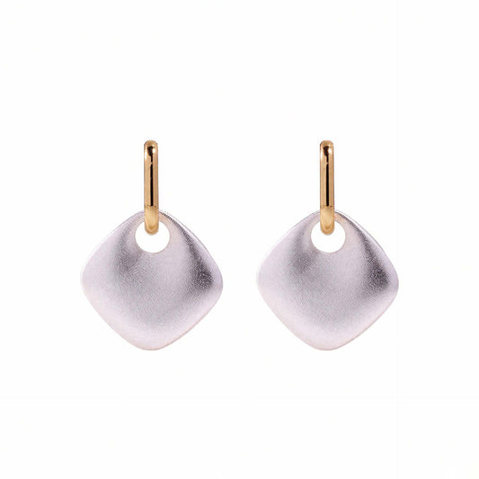 Shimmer disc drop hoop earrings