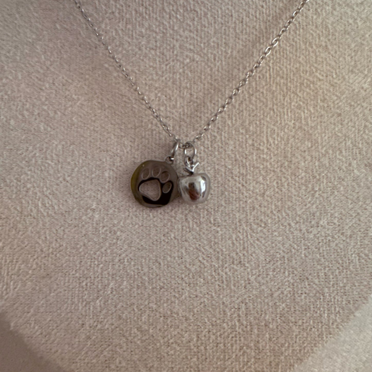 Apple charm necklace silver