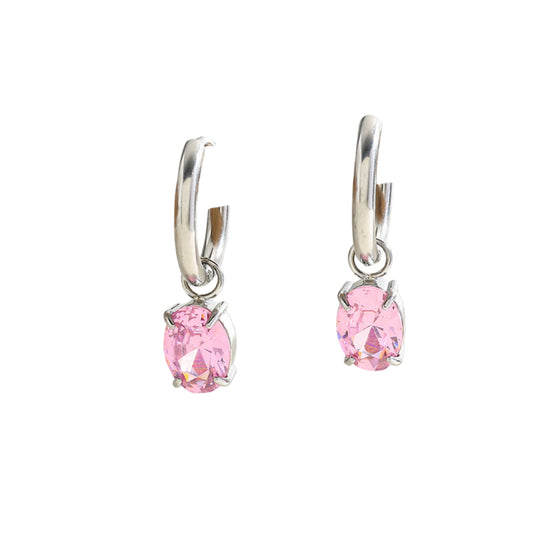 Pink drop earrings silver