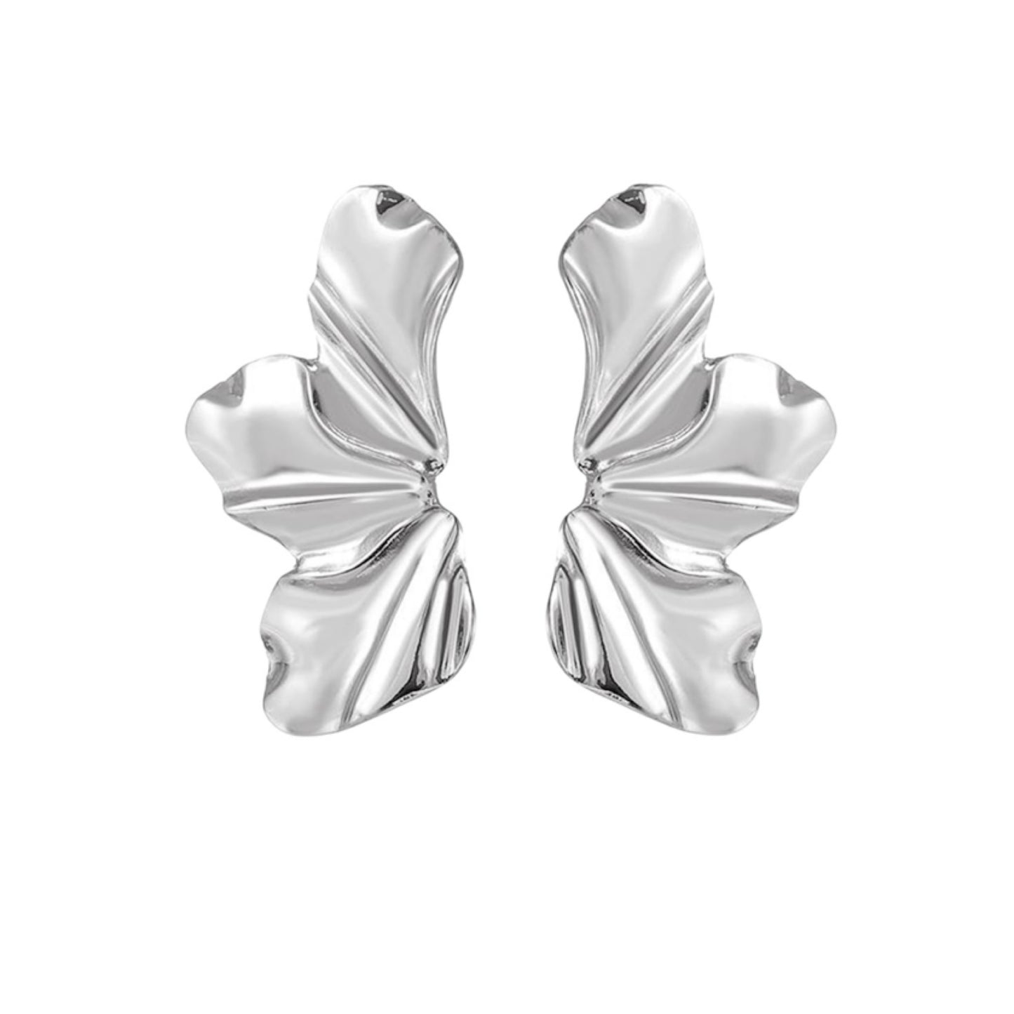 Petal statement stud earrings silver