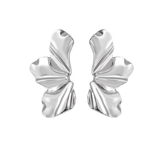 Petal statement stud earrings silver