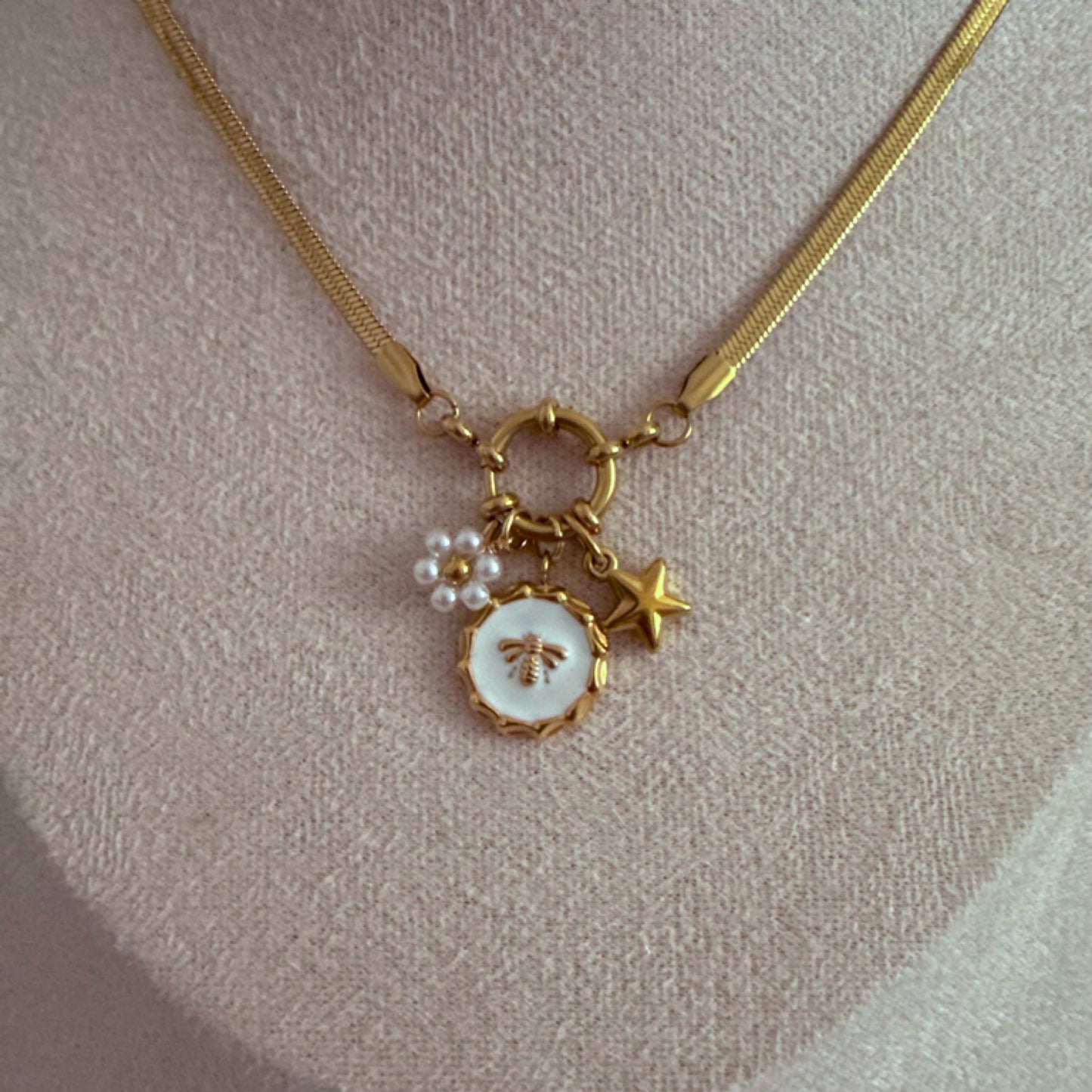 Bee charm necklace