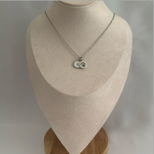 Paw love charm necklace silver