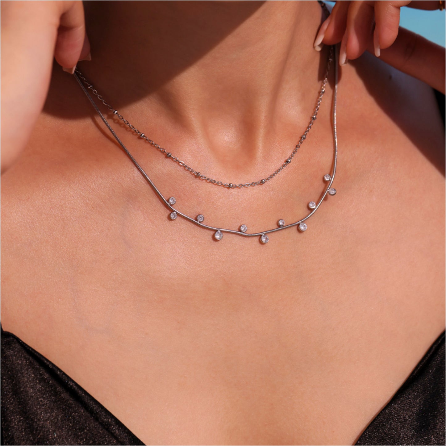 Cubic disc necklace silver