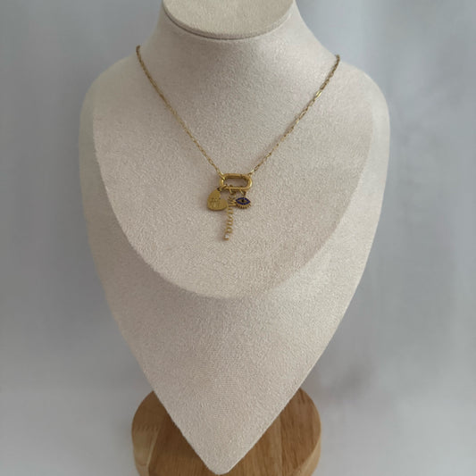 Evil eye mama charm necklace