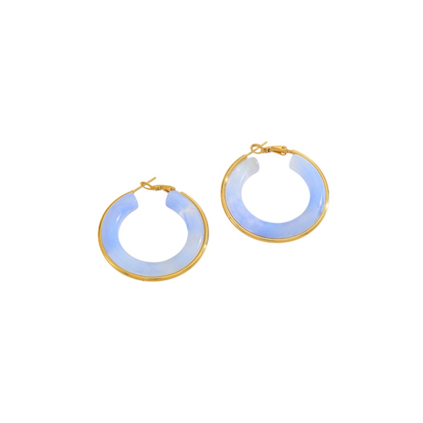 Retro blue & gold Hoop earrings