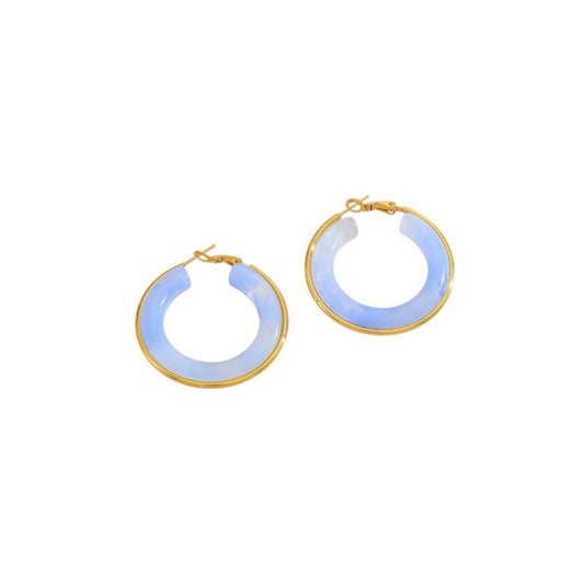 Retro blue & gold Hoop earrings
