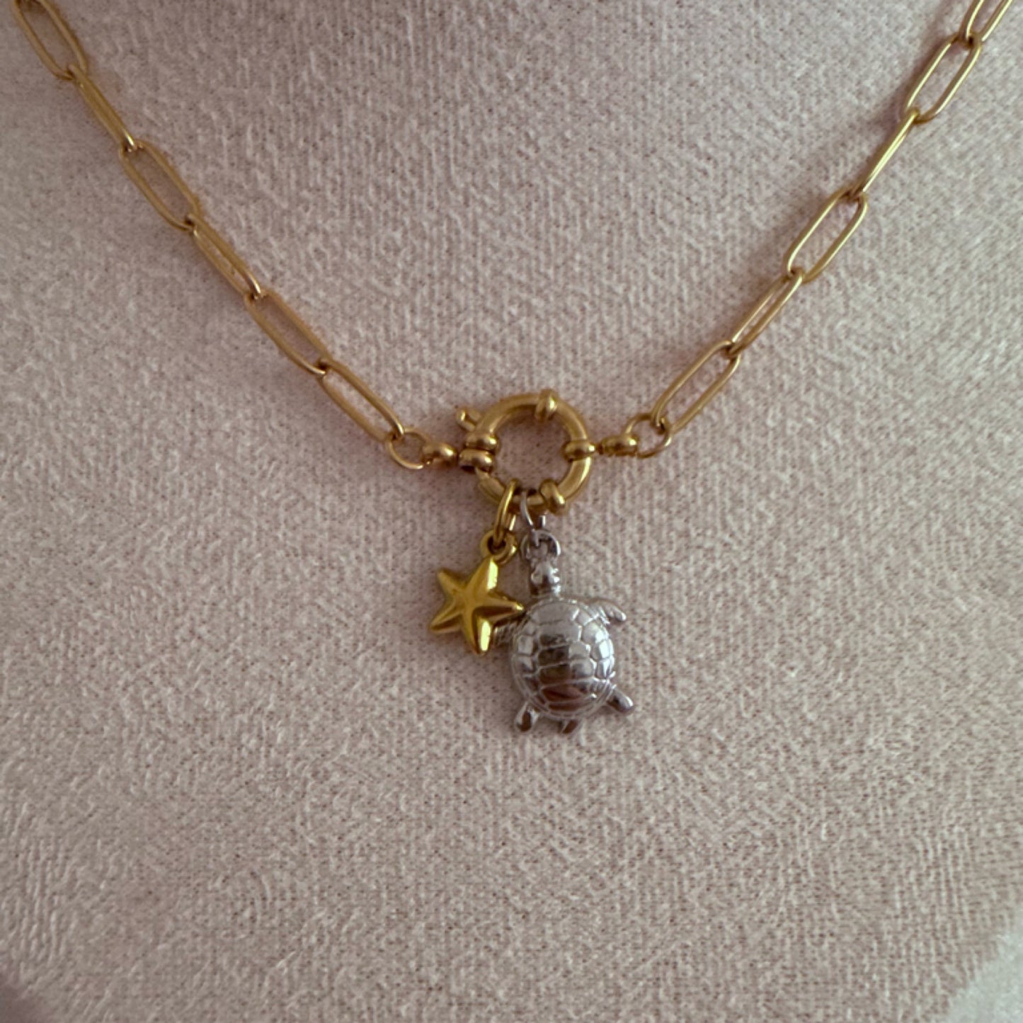 Star mix metal charm necklace