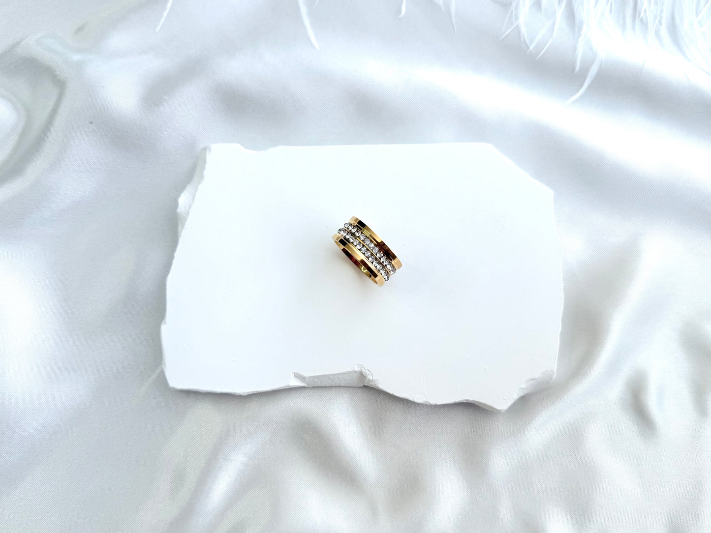Double row mini diamonte ring-gold