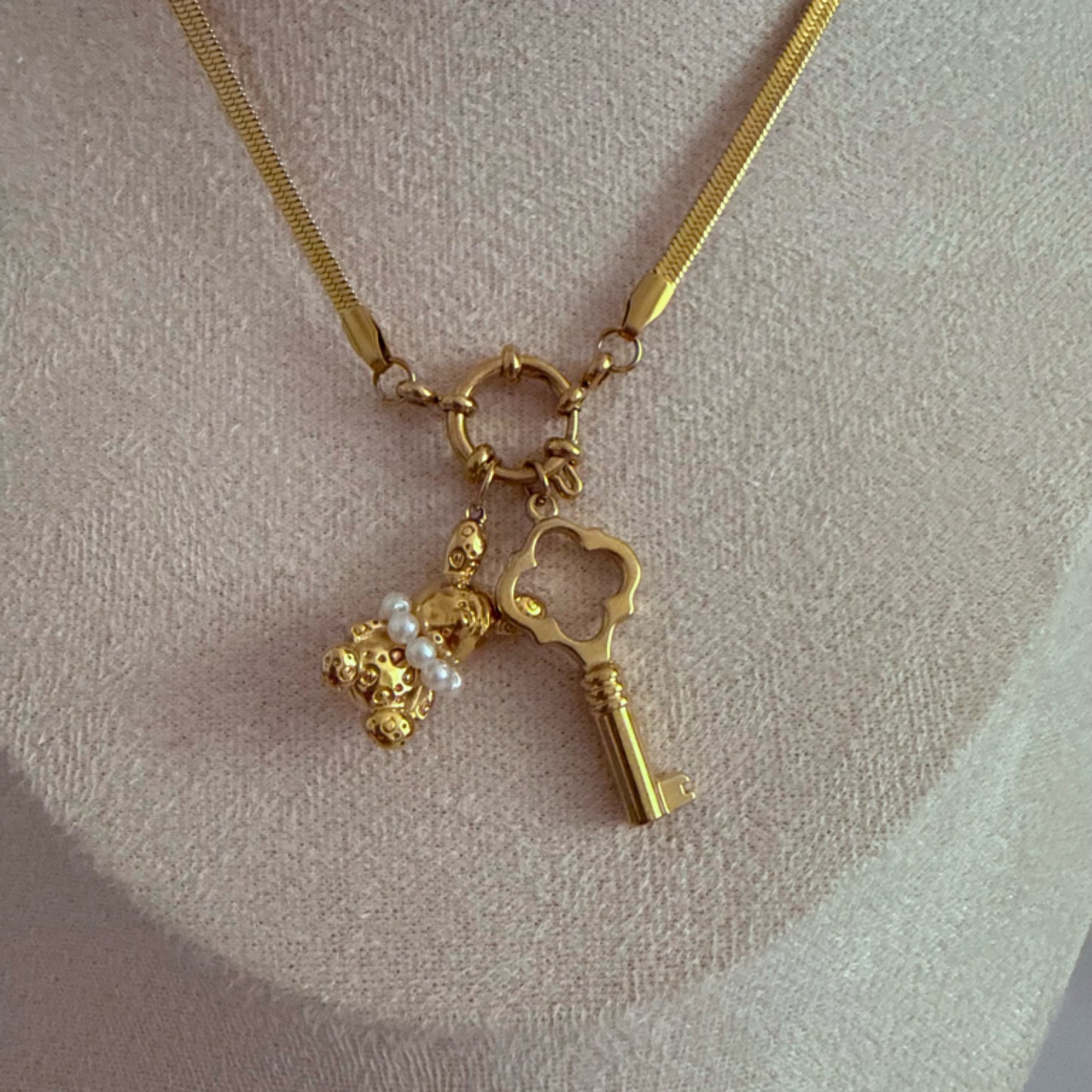 Bunny key charm necklace