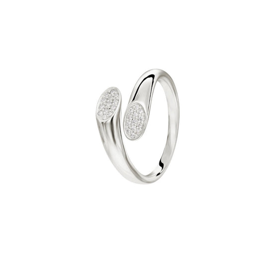 Flat wrap diamond ring silver