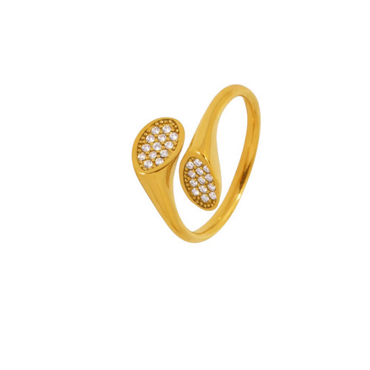 Flat wrap diamond ring gold