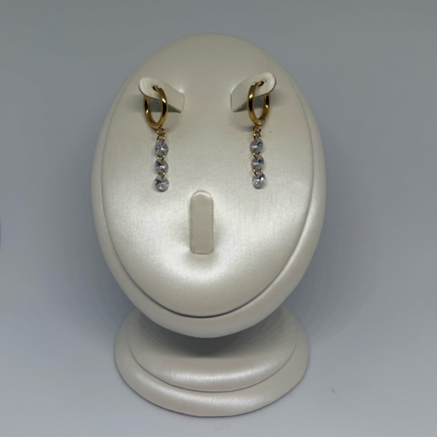 Crystal triple drop earrings gold