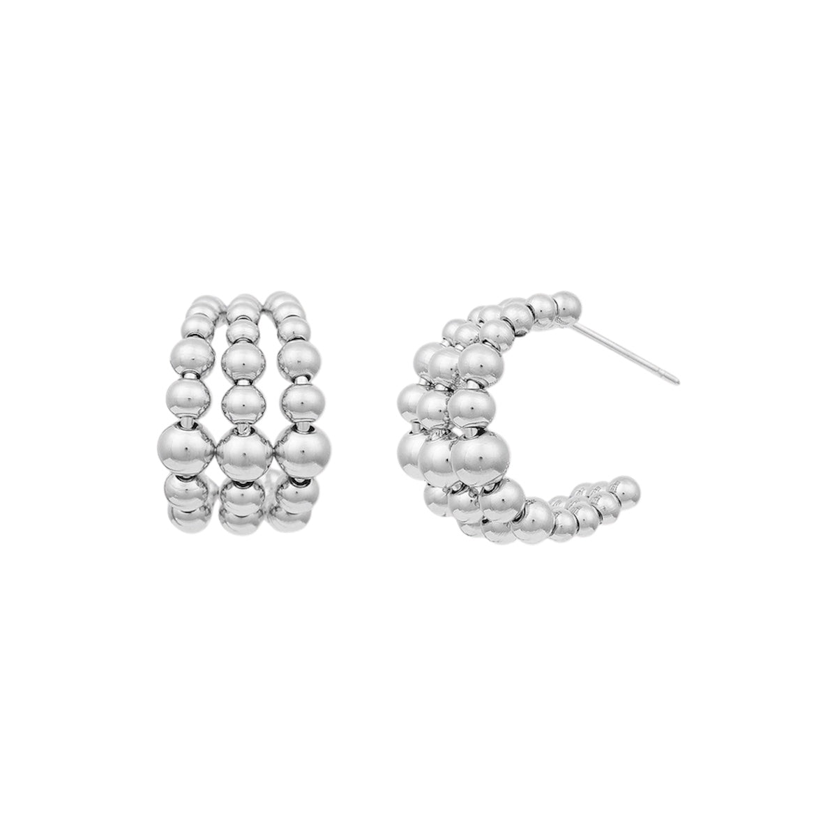 Bumpy c stud earrings silver