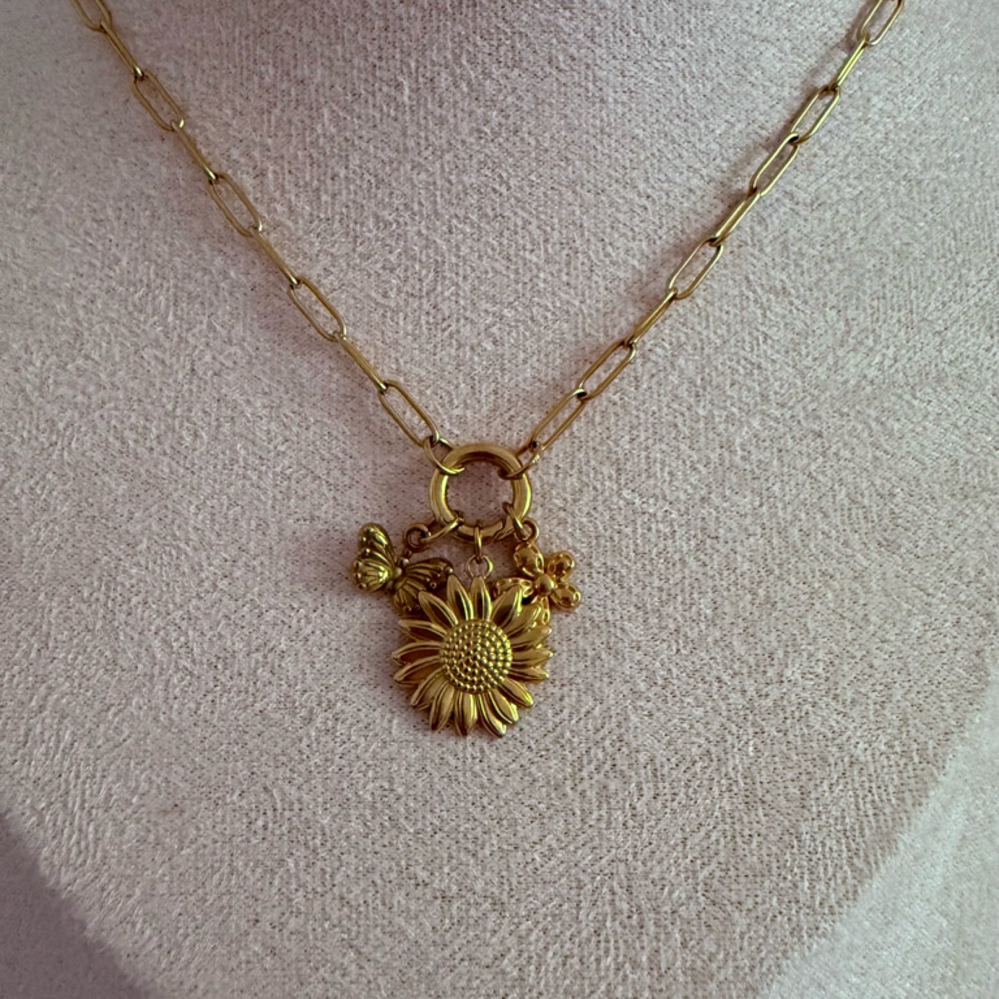 Sunflower charm necklace