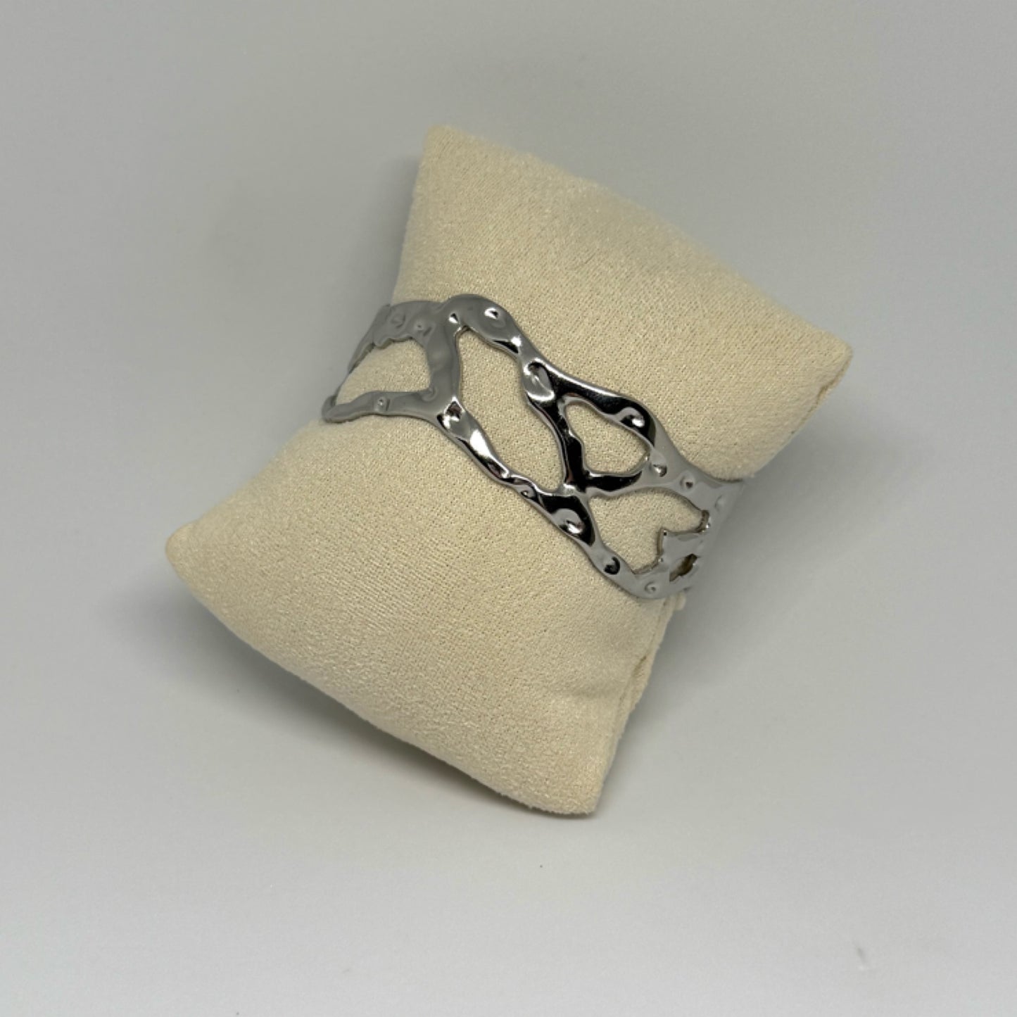 Cut out silver bangle cuff