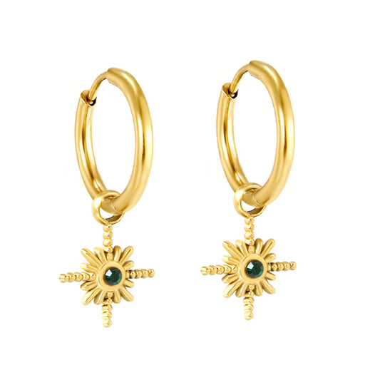North star Green drop earrings