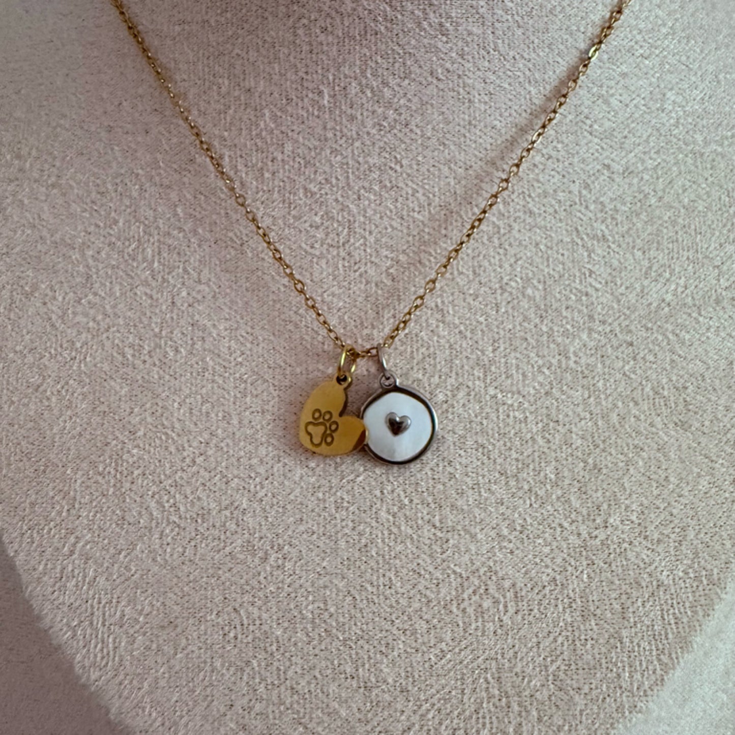 Love mixed metal charm necklace