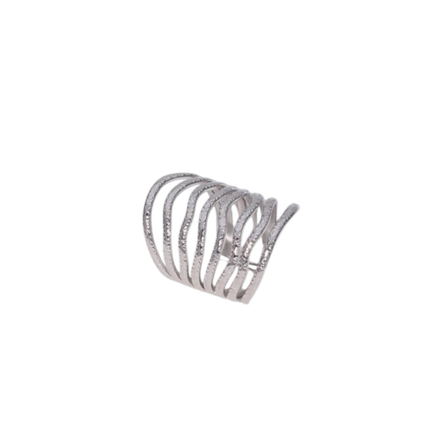 Hammered slinky ring silver