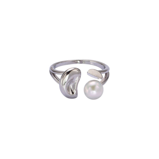 Mini pearl wrap ring silver