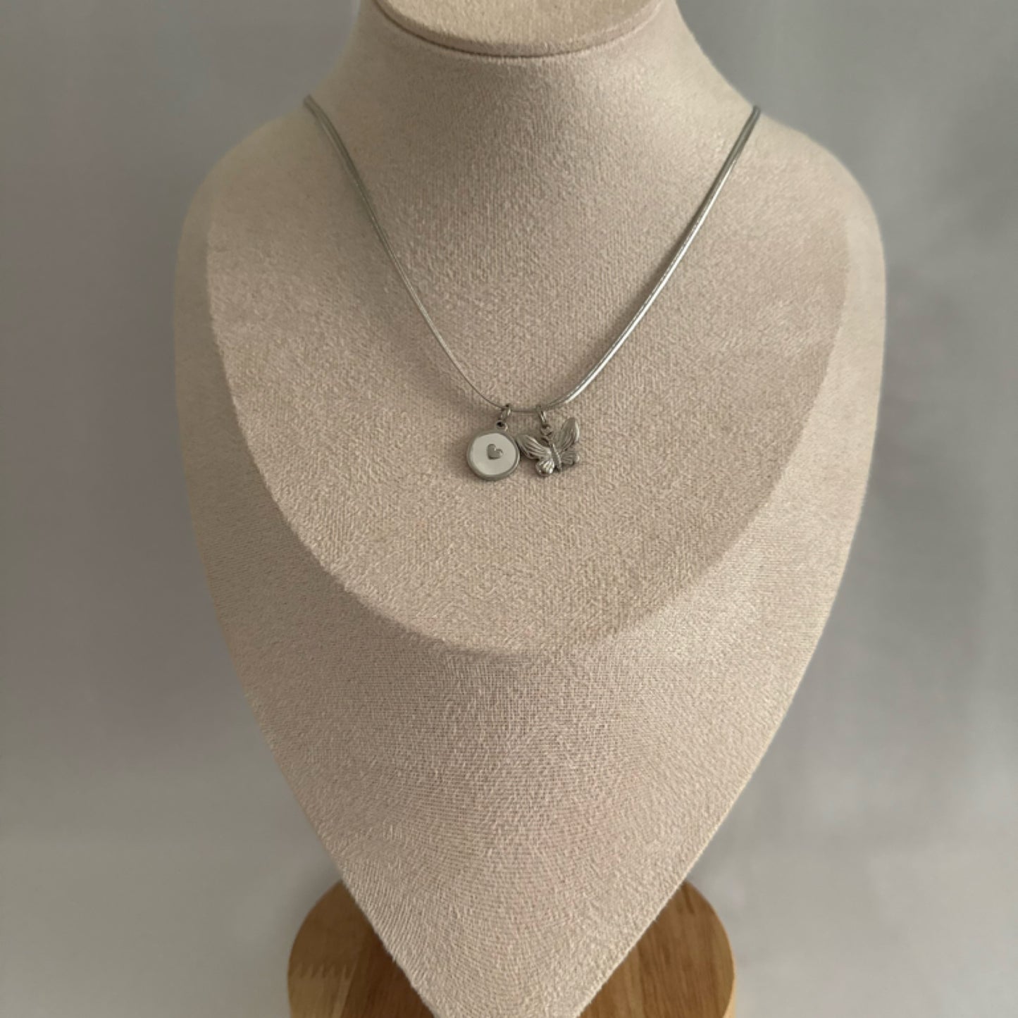 Butterfly charm necklace silver