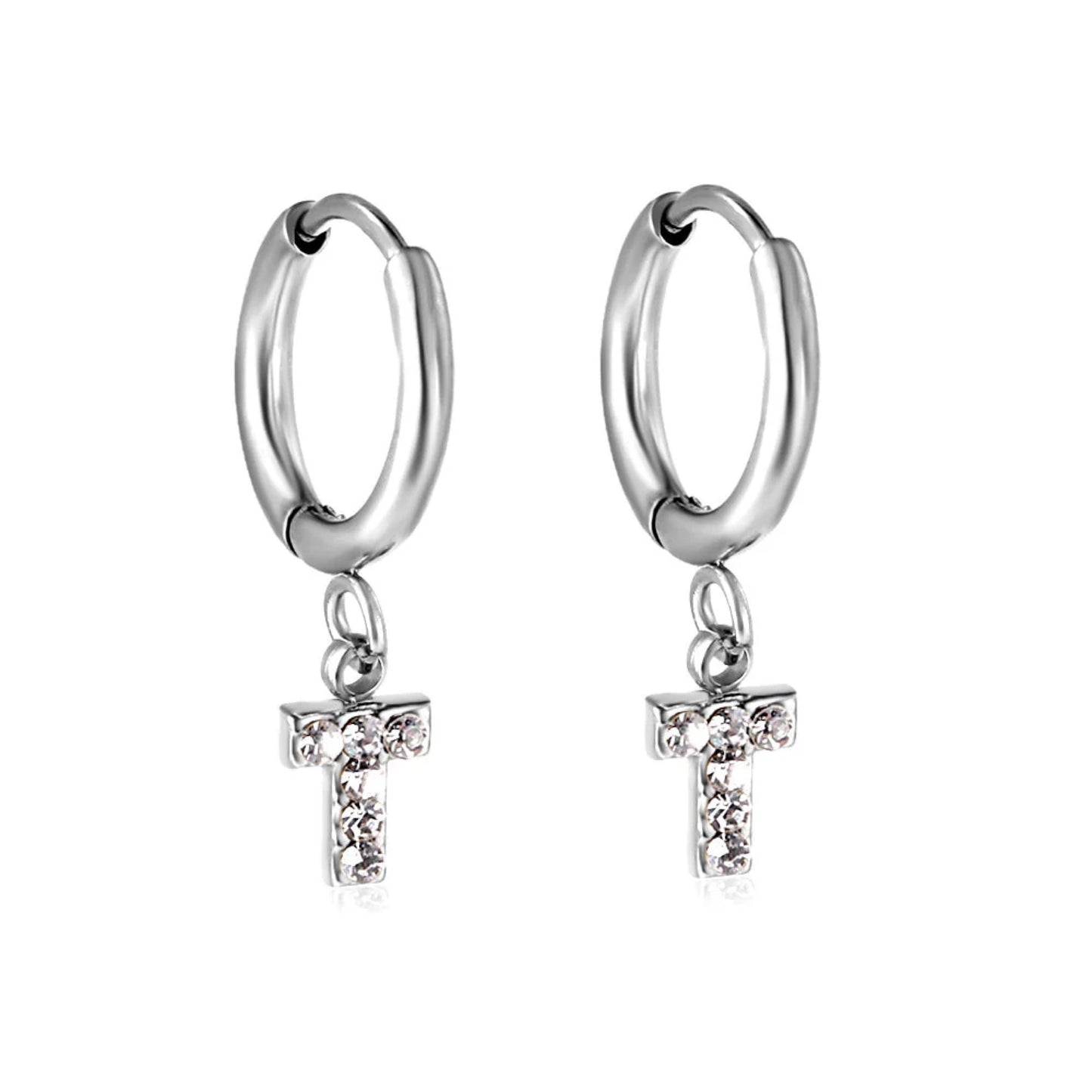 Cross drop earrings silver