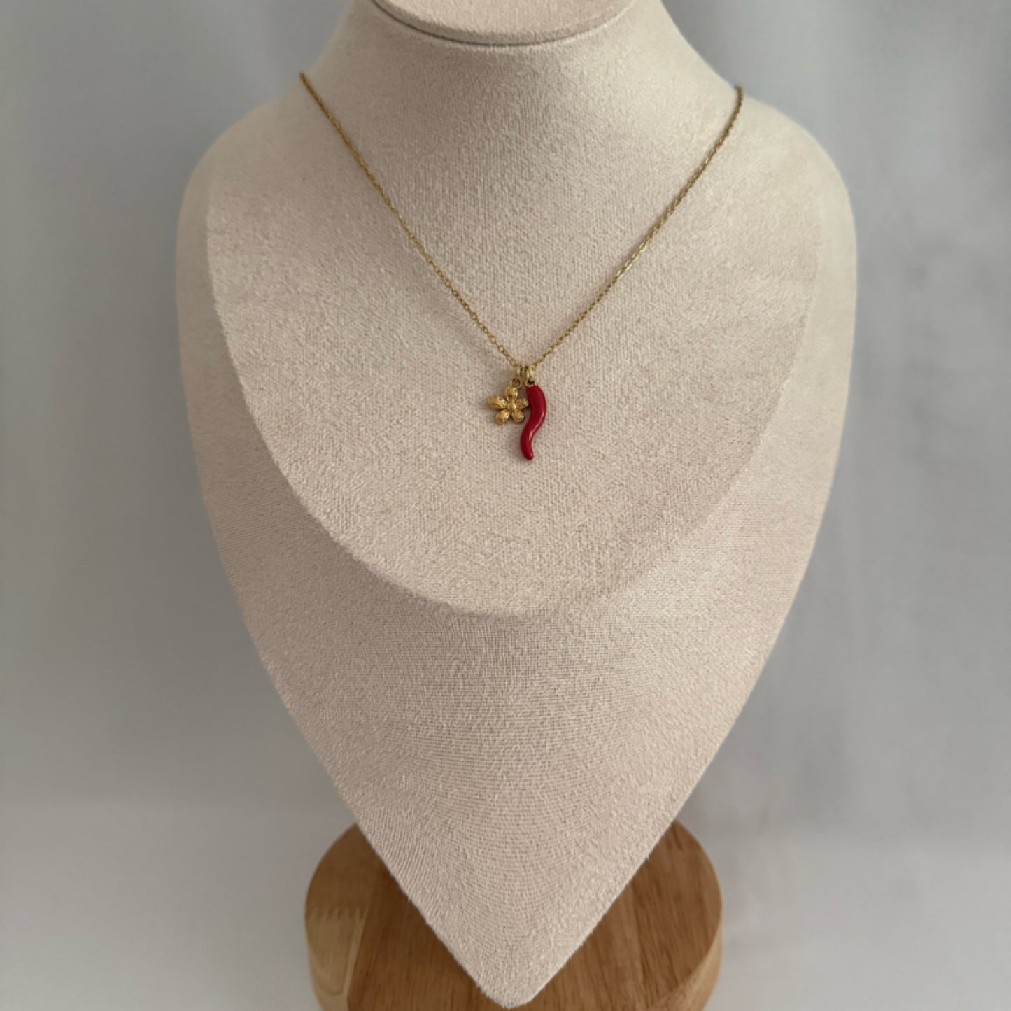 Chilli flower charm necklace