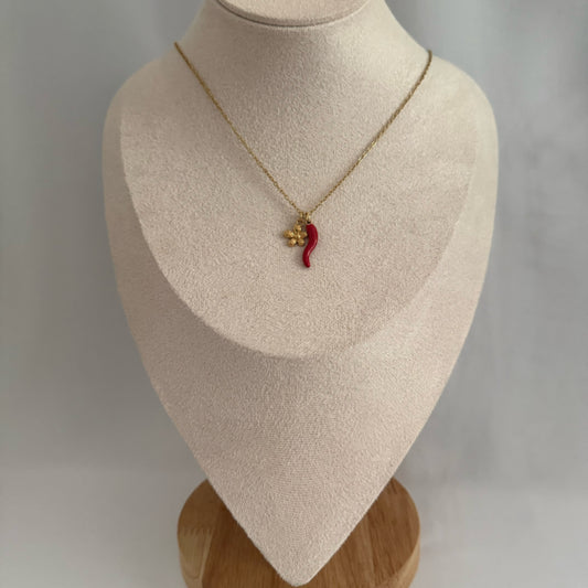 Chilli flower charm necklace