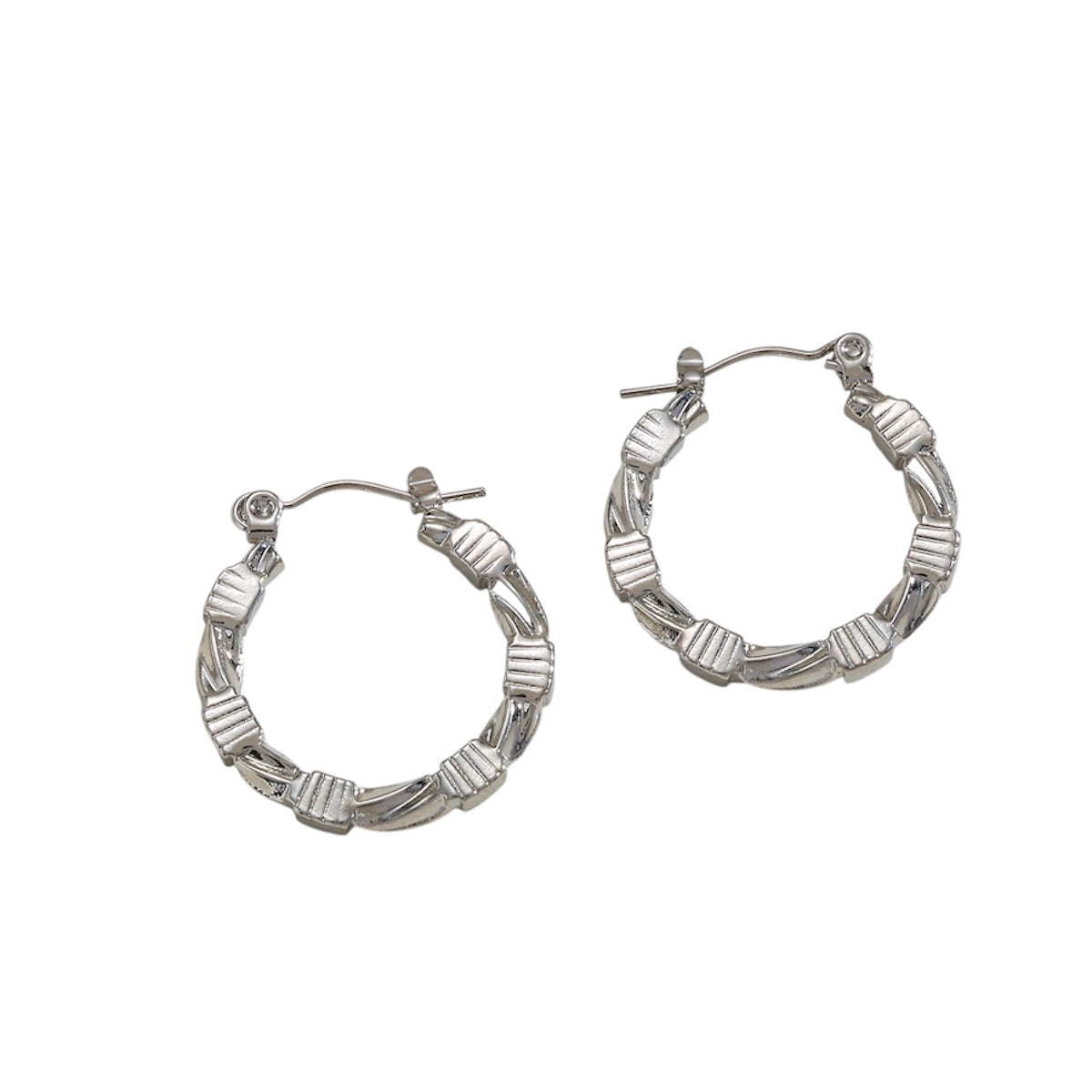Mixed print hoop earrings silver