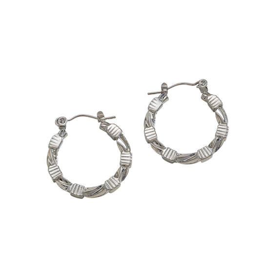 Mixed print hoop earrings silver