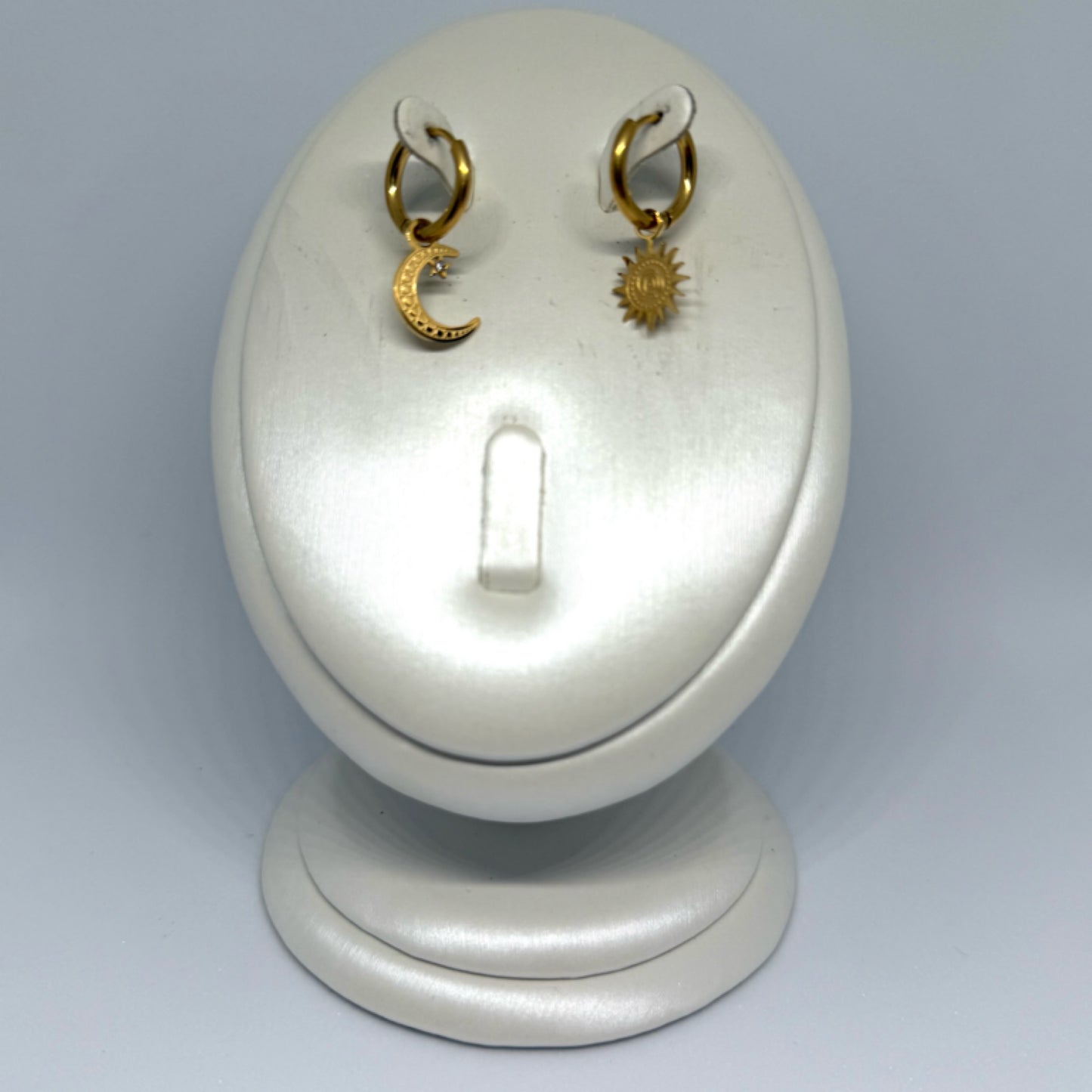 Silver sun & moon drop earrings gold