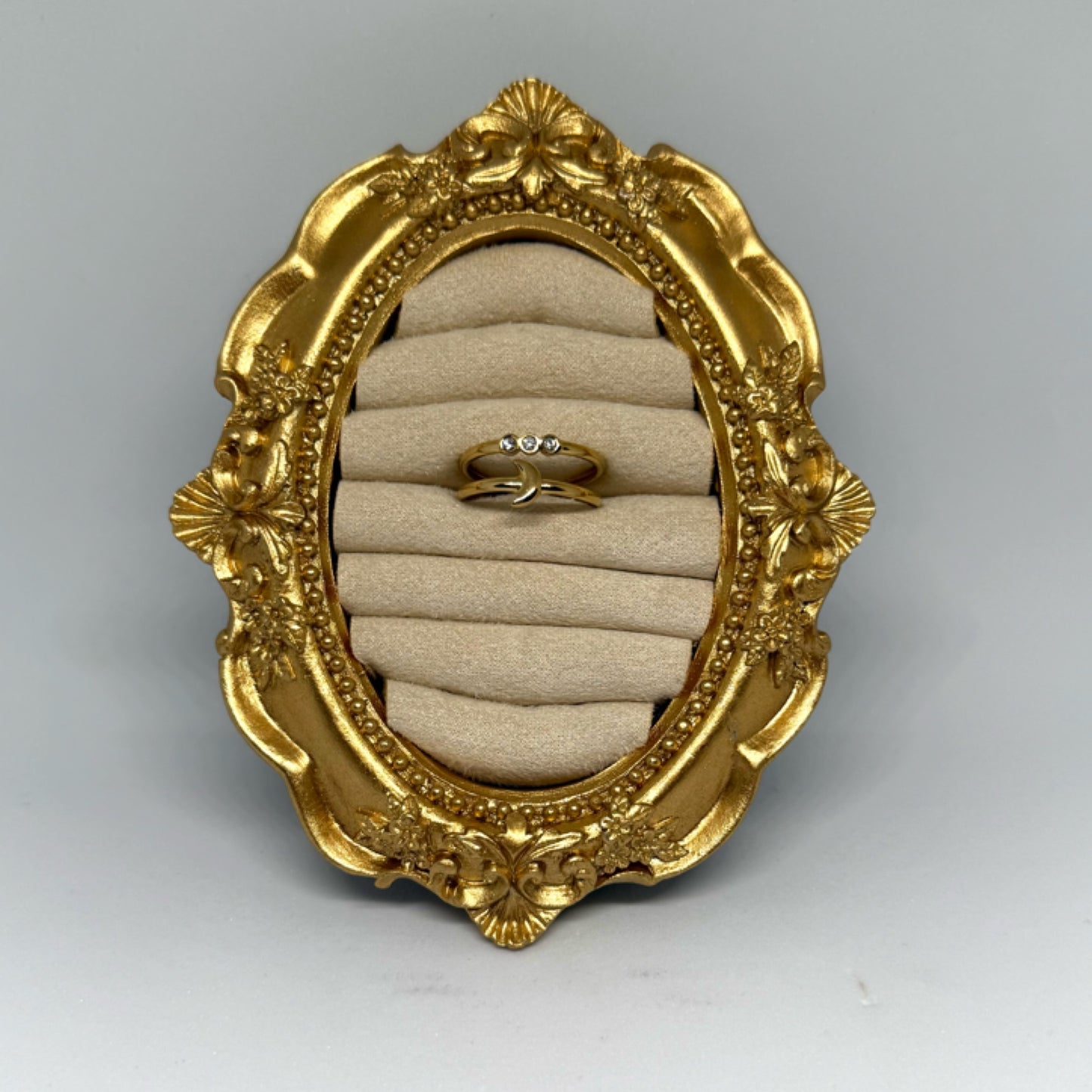 Triple stone moon ring