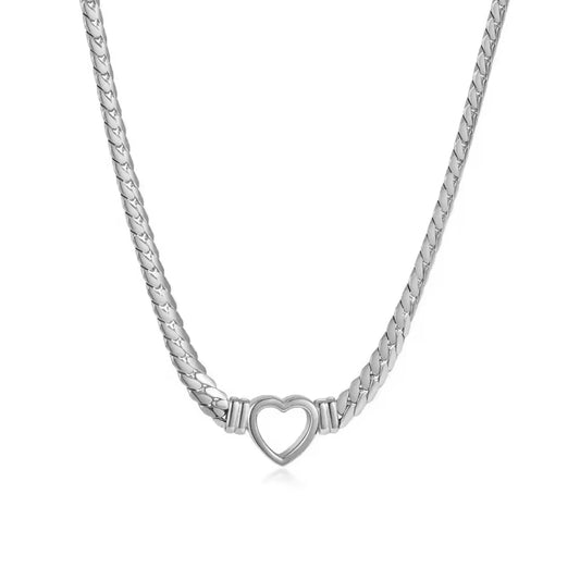 Retro heart necklace silver