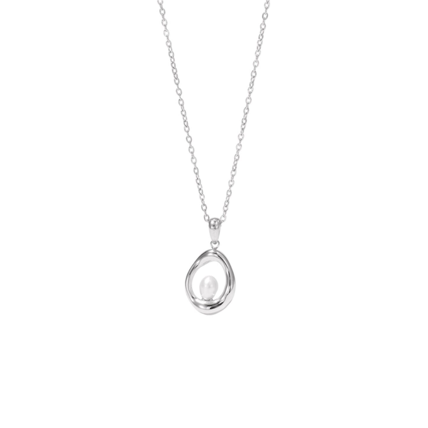 Pearl pendant necklace silver