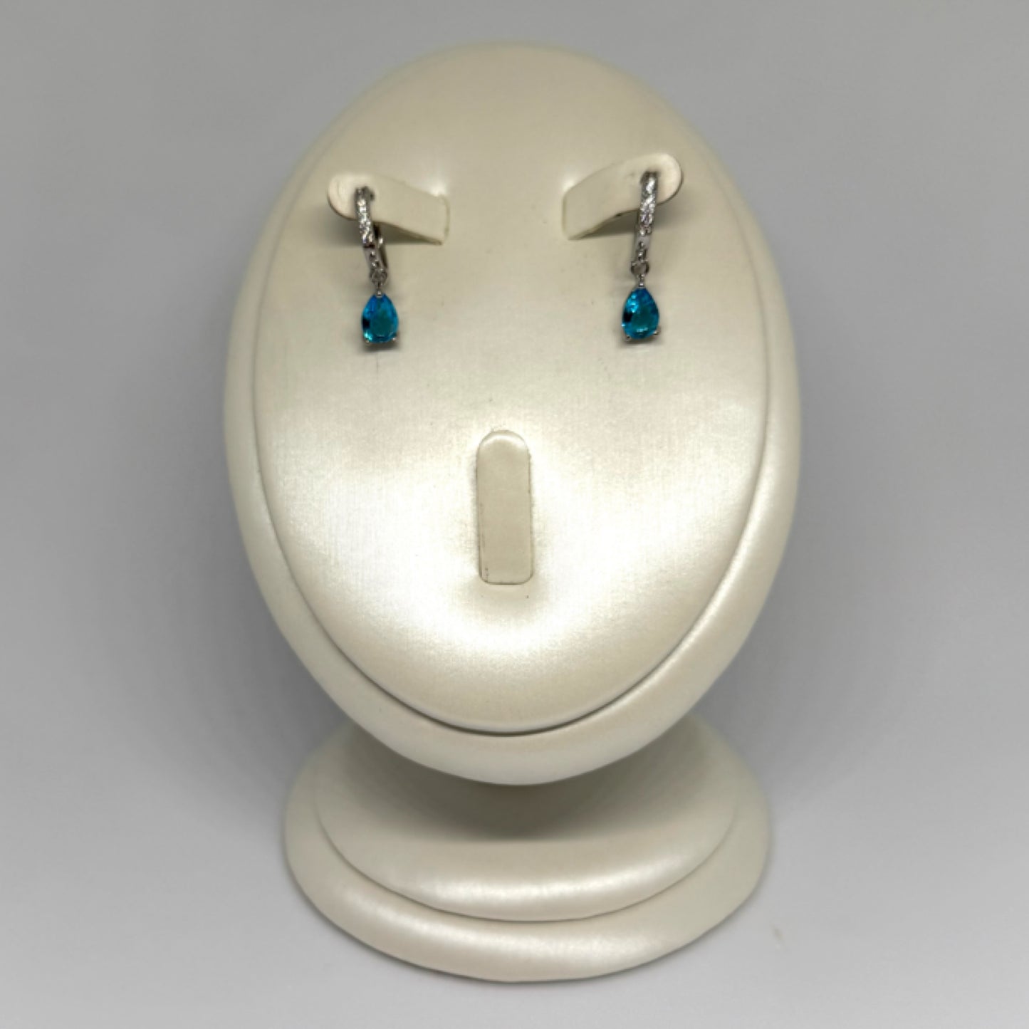 Blue Pink teardrop earrings silver