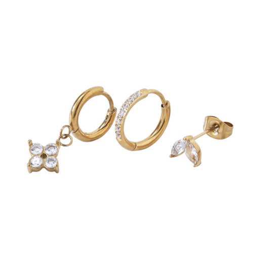 Triple stack earrings gold