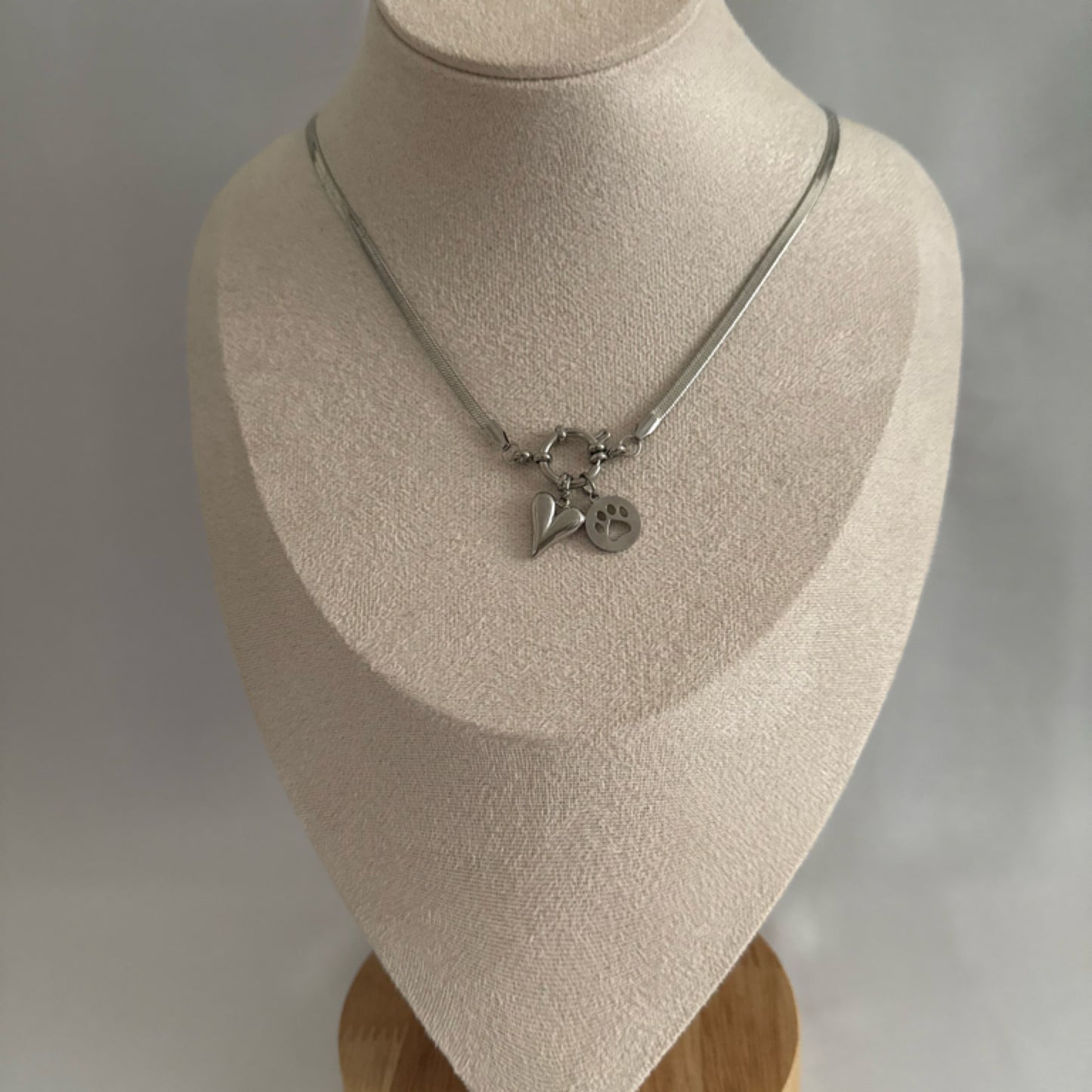 Paw print charm necklace silver