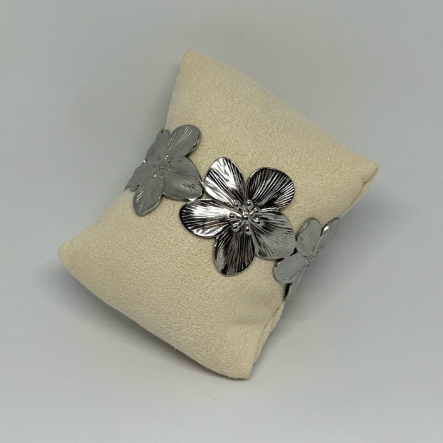 Hibiscus silver bangle cuff
