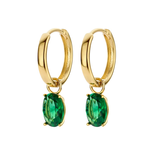 Emerald drop earrings silver