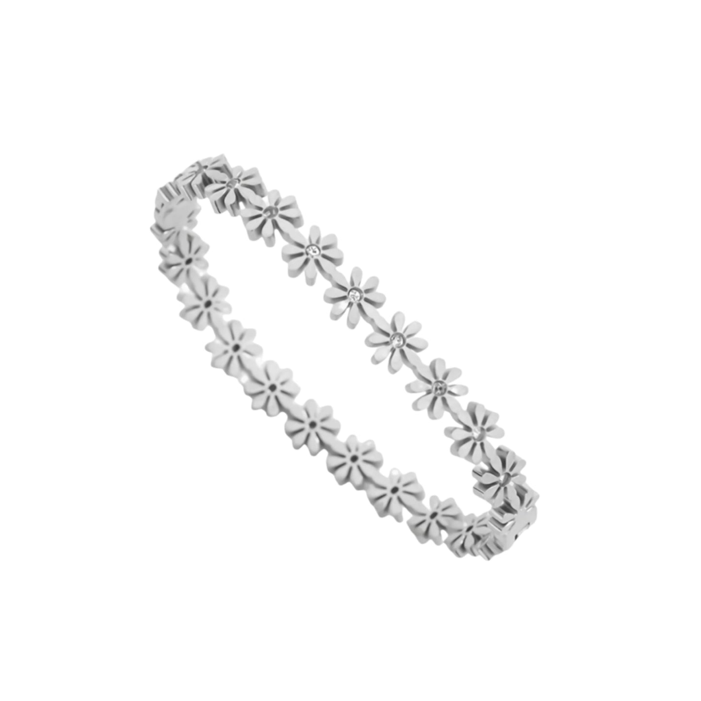 Daisy silver bangle