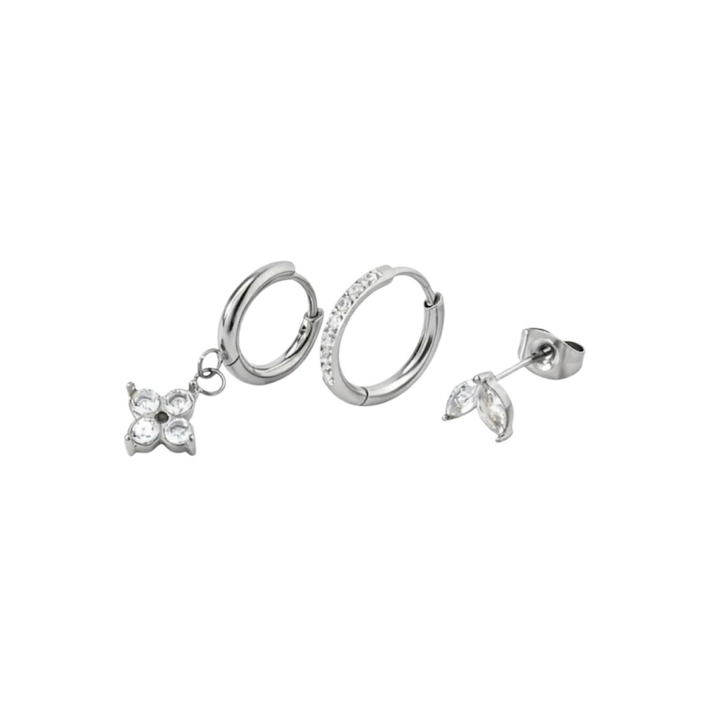 Triple stack earrings silver