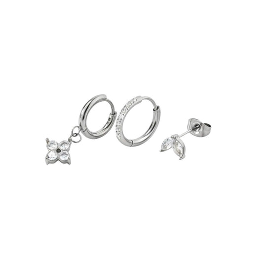 Triple stack earrings silver