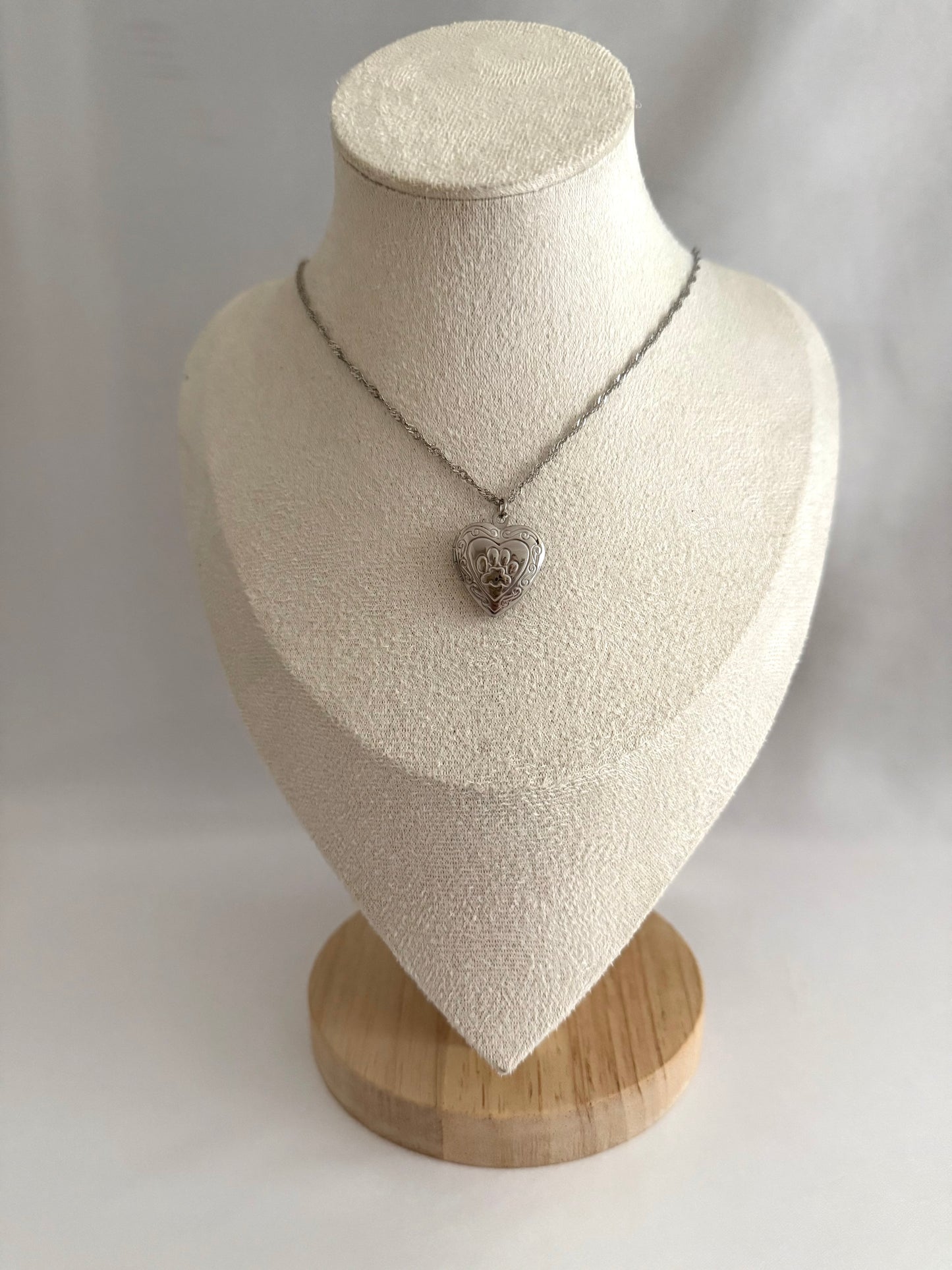 Paw locket necklace silver