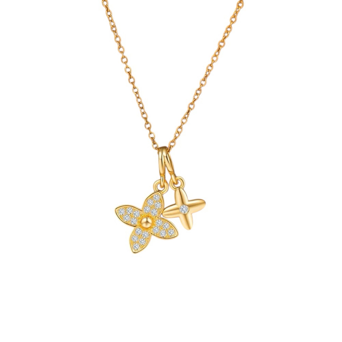 Double clover necklace gold