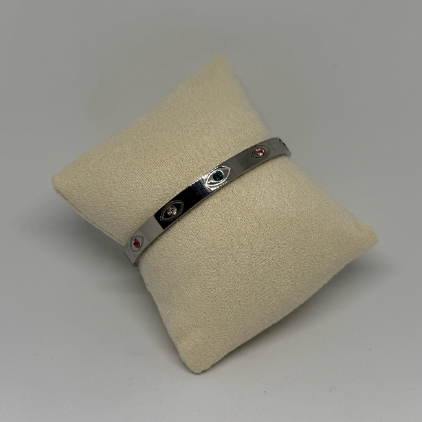 Evil eye silver bangle