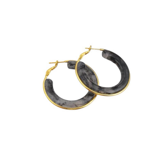 Retro black & gold Hoop earrings