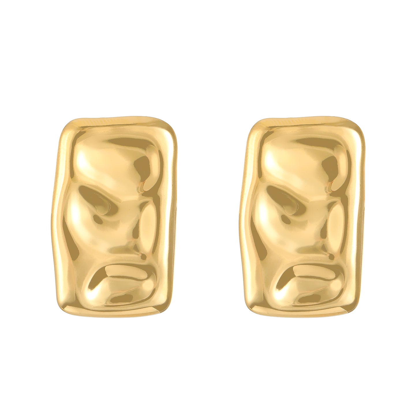 Irregular rectangle earrings gold
